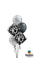 Black Silver Happy Birthday 40 balloon bouquet